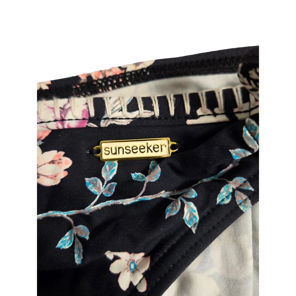 Sunseeker Australia Matching Black Floral Swim Vacation Bikini Set | 34D & M